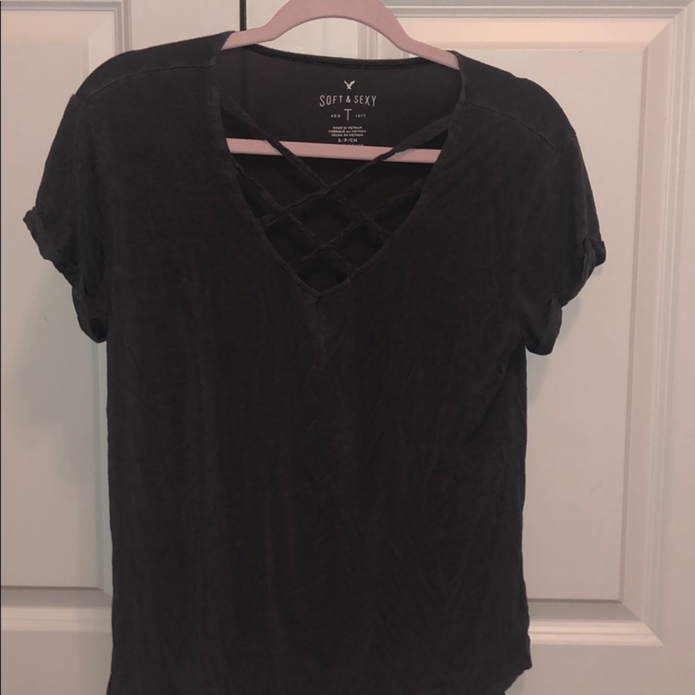 soft and sexy dark gray T-shirt